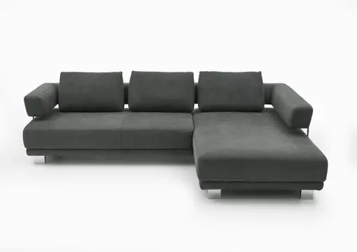 Ecksofa - 2,5-Sitzer mit Longchair rechts, Stoff, Grau