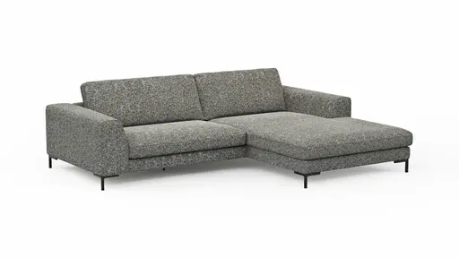 Ecksofa Solano - 1,75-Sitzer mit Longchair Rechts, Stoff, Dunkelgrau