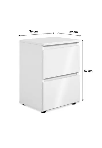 Nachtkommode - B ca. 36 cm, Weiß glänzend