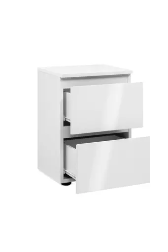 Nachtkommode - B ca. 36 cm, Weiß glänzend