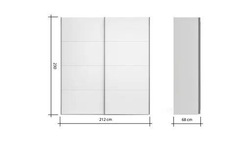Schwebetürenschrank Viana - B ca. 212 cm, Lack, Weiß