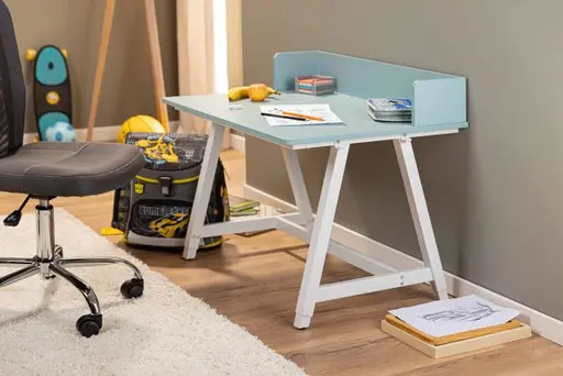 Schreibtisch - höhenverstellbar, LB ca. 80x60 cm, Blau, Weiß