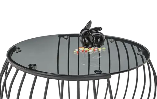 Couchtisch - Ø/H ca. 60x45,5 cm, Grau, Schwarz