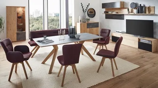 Polsterbank - Breite ca.  220, Stoff, Weinrot