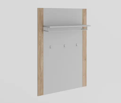 Garderobenpaneel - B ca. 82 cm, Kreidefarben, Eiche bianco massiv geölt
