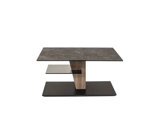 Couchtisch - höhenverstellbar, LBH. ca. 90x60x47-65 cm, Keramik, Schwarz