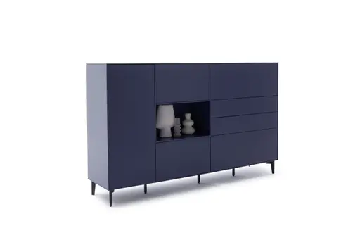 Highboard Casello - BHT ca. 199x122x48 cm, Lack Matt, Azurblau