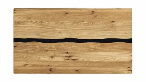 Esstisch Kima - LB ca. 180x100 cm, Wildeiche massiv mit Epoxid-Harz