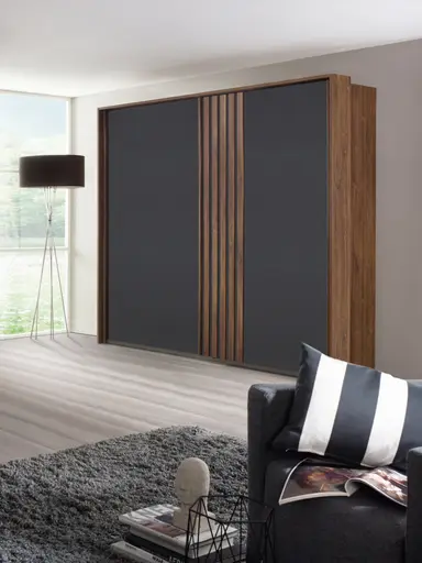 Schwebetürenschrank- B ca. 226 cm, Eiche Dekor, Graphit