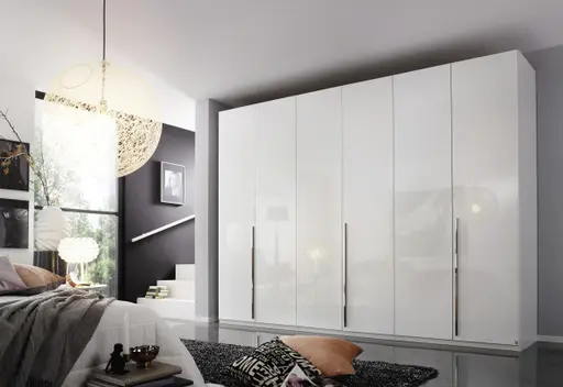 Drehtürenschrank - B. ca. 301 cm, Hochglanz Weiß