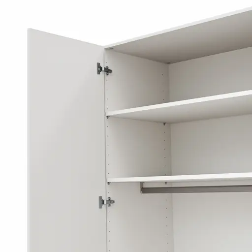 Drehtürenschrank Viana - B ca. 204 cm, Lack, Weiß, Riffholz, Wildeiche