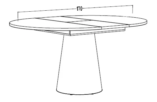 Esstisch - ausziehbar, Ø/H ca. 130x75 cm, Keramikoptik grau, Schwarz