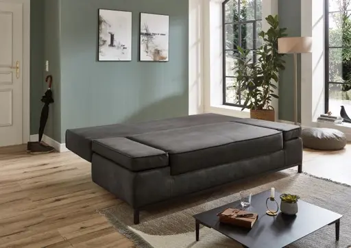 Schlafsofa- 2 Sitzer, Inkl. Bettkasten, Stoff, Anthrazit