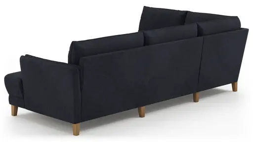 Sofa Stamford - Ecksofa 2-sitzig und Abschlusshocker links mit 3,5-Sitzer, Bogen rechts, Stoff, Dunkelblau