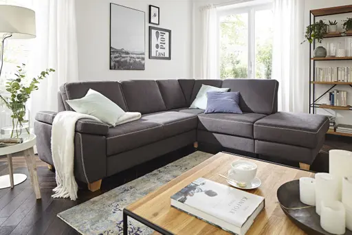 Ecksofa Sommerville - 2,5-Sitzer mit Ecke rechts, Stoff, Anthrazit