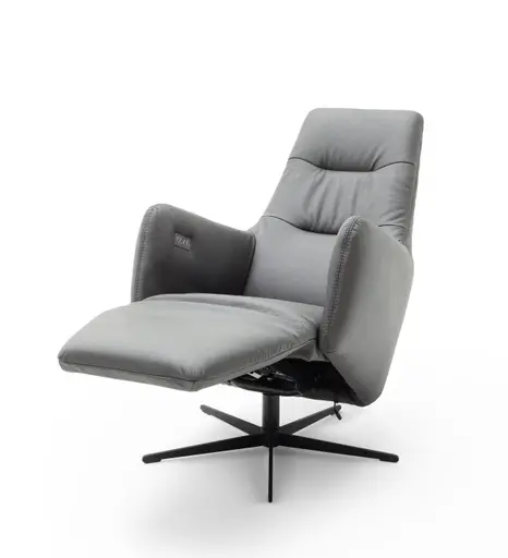 Relaxsessel Rufus - inkl. Relaxfunktion (motorisch), Akku, Leder, Anthrazit