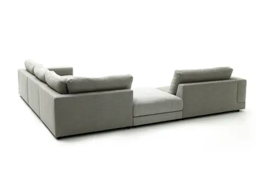 Ecksofa Juni - Ecke links mit 3-Sitzer, Stoff, Hellgrau