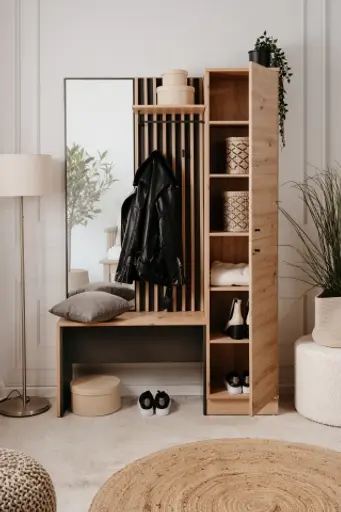 Kompaktgarderobe - Artisan Eiche Nachbildung, Anthrazit