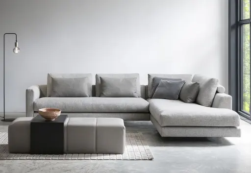 Ecksofa Cuneo Select - 2,5-Sitzer mit Ecke Rechts, Stoff, Sand