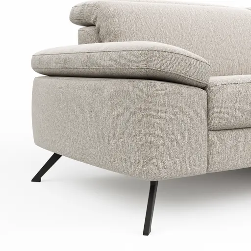 Sofa Rafaela 2.0 - 3-Sitzer inkl. 1x Relaxfunktion und Kopfteile verstellbar, Stoff, Champagner