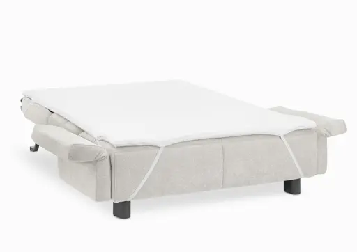 Faltsofa Easy - 2-Sitzer, ca. 140 cm inkl. Schlaffunktion/Topper/Armteil verstellbar, Stoff, Creme