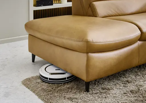 Ecksofa - Ecke links mit 2,5-Sitzer, Kopfteil verstellbar, Leder, Hellbraun