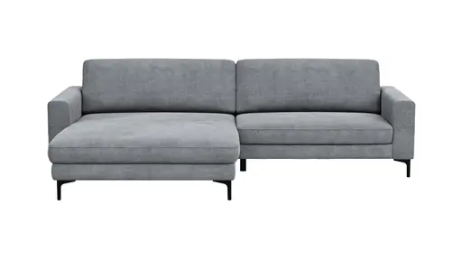 Ecksofa Oviedo - Longchair links mit 1,5-Sitzer, Stoff, Grau