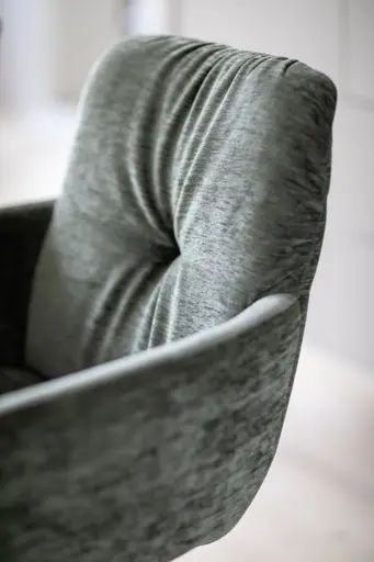 Armlehnstuhl Pelle - Stoff, Eukalyptus, Stativ, Schwarz, Matt, Drehbar