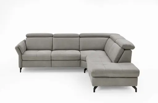  Ecksofa - 2-Sitzer mit Ecke rechts, Stoff, Grau
