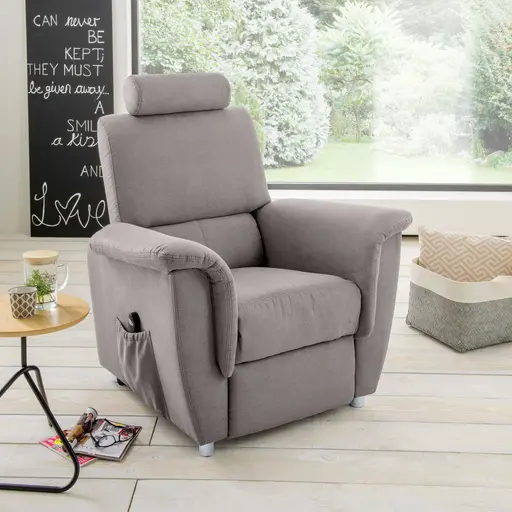 TV-Sessel - Aufstehhilfe (motorisch), Dunkelgrau, Microfaser