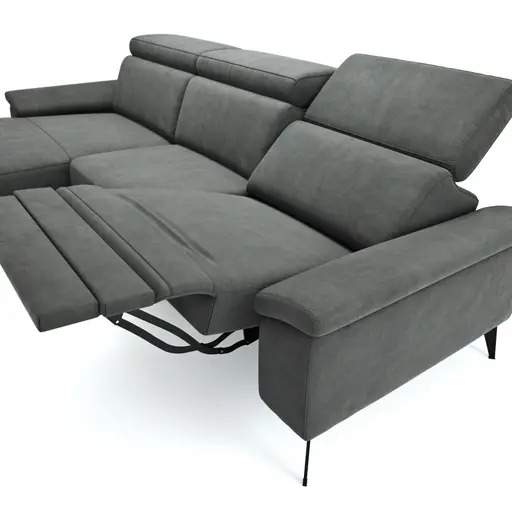 Ecksofa Anna - Longchair links mit 2,5-Sitzer inkl. Relaxfunktion (motorisch), Kopfteil verstellbar, Stoff, Stahl