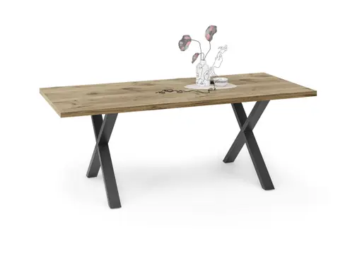 Esstisch - LB ca. 200x100 cm, Viking Eiche, Schwarz