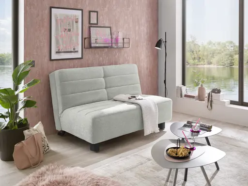  Faltsofa Easy - 2-Sitzer ohne Armlehne, ca. 140 cm inkl. Schlaffunktion, Stoff, Grau
