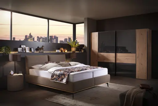 Polsterbett EM Samana - Liegefläche ca. 180x200 cm, Stoff, braun