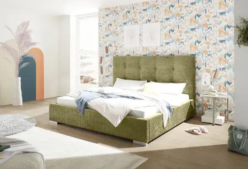 Bettgestell SANDRIN- Liegefläche ca. 180x200 cm, Stoff, Grün