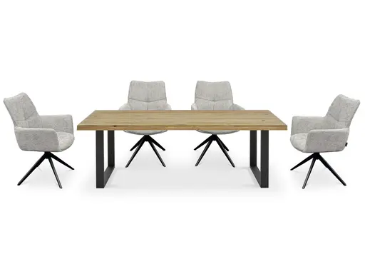 Armlehnstuhl MILENA - drehbar, Stoff, Silberfarben