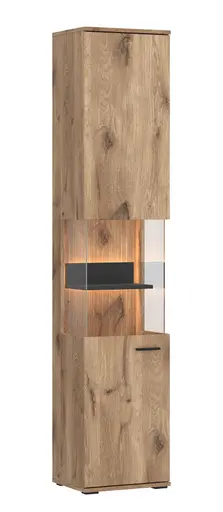 Vitrine - mit Beleuchtung, Viking Eiche Nachbildung, Anthrazit