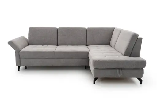 Ecksofa - 2,5-Sitzer mit Ecke rechts, Stoff, Grau