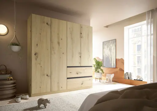 Drehtürenschrank RASA- B ca. 181 cm, Eiche Dekor