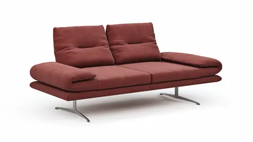 Sofa Lucero - 2,5-Sitzer inkl. Rückenlehne verstellbar, Leder, Weinrot
