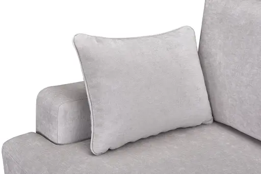 Ecksofa - 2-Sitzer mit Longchair rechts, Schlaffunktion mit Bettkasten, Stoff, Sand