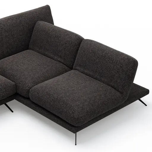 Ecksofa Valdemoro - 2,5-Sitzer mit Longchair rechts inkl. Rückenlehne verstellbar, Stoff, Anthrazit