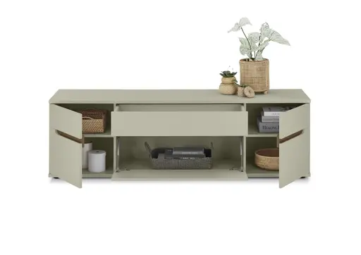 TV-Lowboard - B ca. 180 cm, Kaschmir, Nussbaum Nachbildung