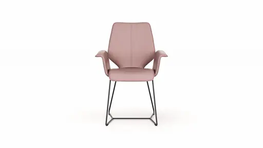 Armlehnstuhl Penthouse - Leder, Mauve, Kufen, Anthrazit