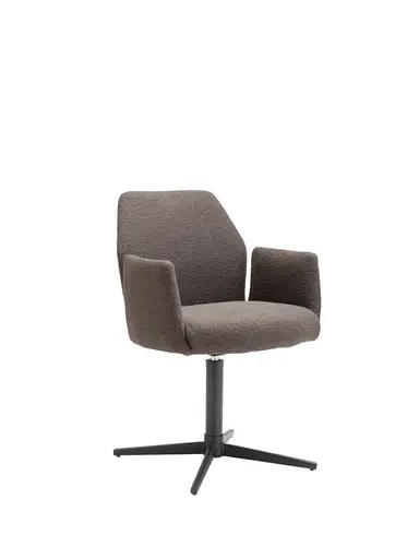 Armlehnstuhl Nashville - drehbar, Stoff, Dunkelbraun