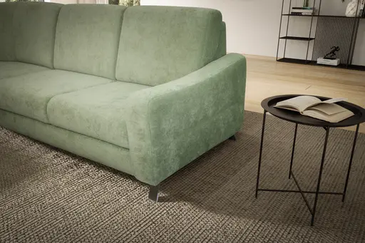 Ecksofa Colombia - Longchair links und 2,5-Sitzer, Stoff, Braungrün