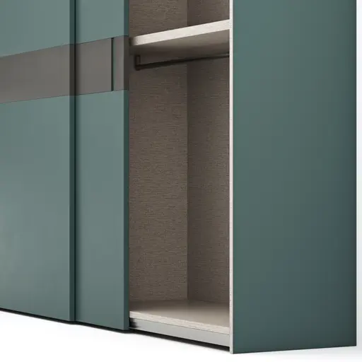 Schiebetürenschrank Loretto - B ca. 280 cm, Lack matt, Salbeigrün