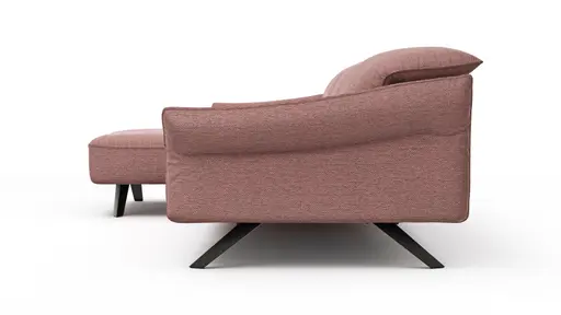 Ecksofa Bormio - Longchair links und 3-Sitzer inklusive Relaxfunktion (motorisch), Stoff, Pfirsich