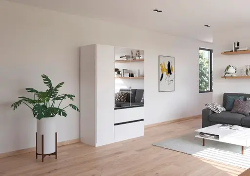 Drehtürenschrank RASA- B ca. 136 cm, Weiß, Spiegel