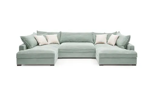 Wohnlandschaft - Longchair links, 2-Sitzer, Ecke rechts, Stoff, Mint